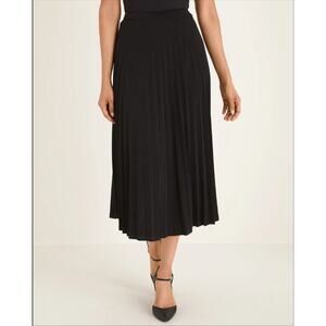 Chicos Pleated Knit Skirt Black Womens XL (Chicos size 2) NWT